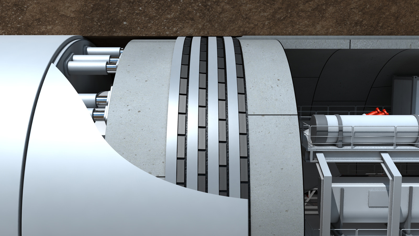 Illustration rendering of TBM Sika tail seal sealants in tunnel construction