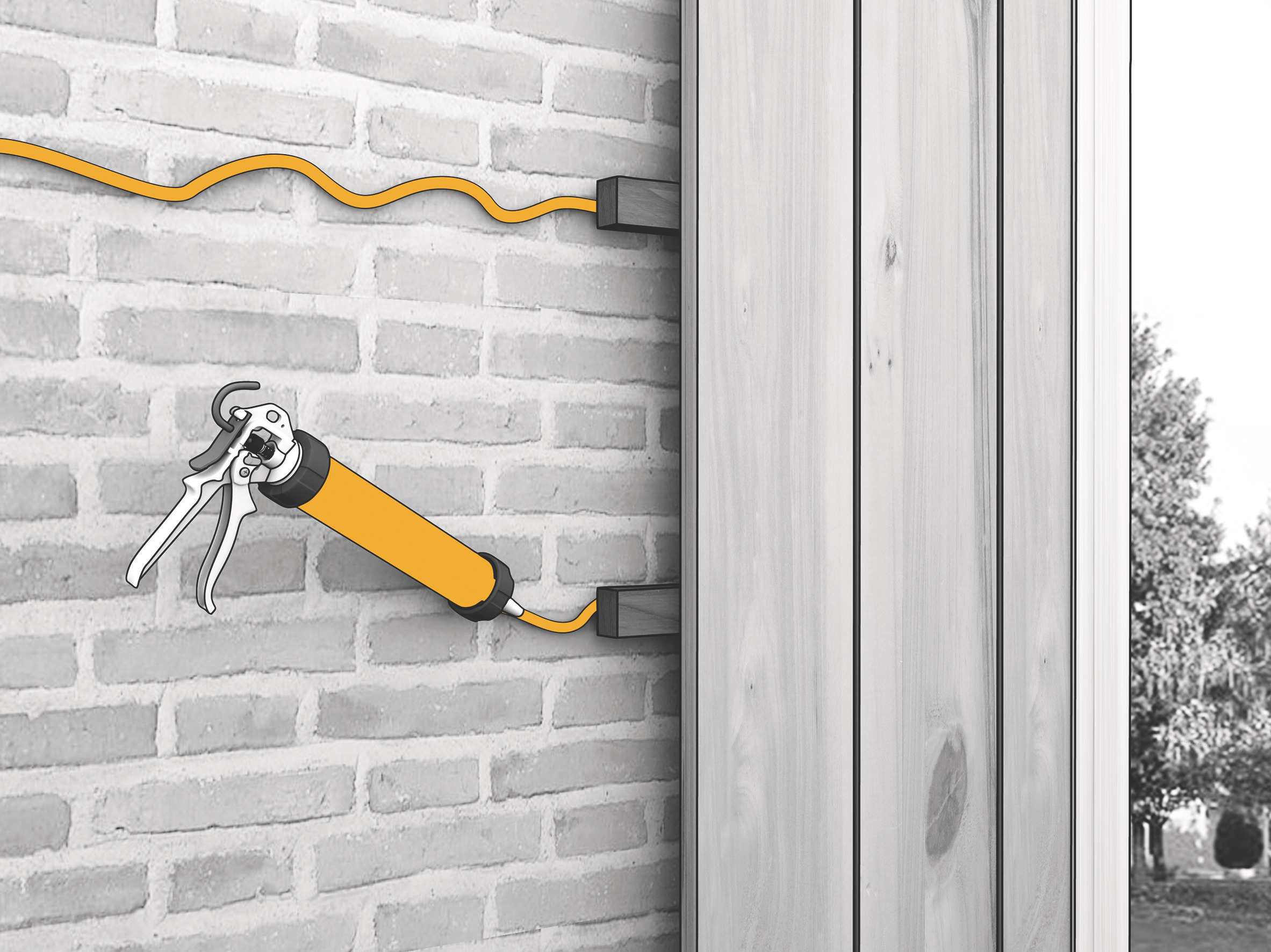 Bonding wooden panels to brick wall with polyurethane adhesive