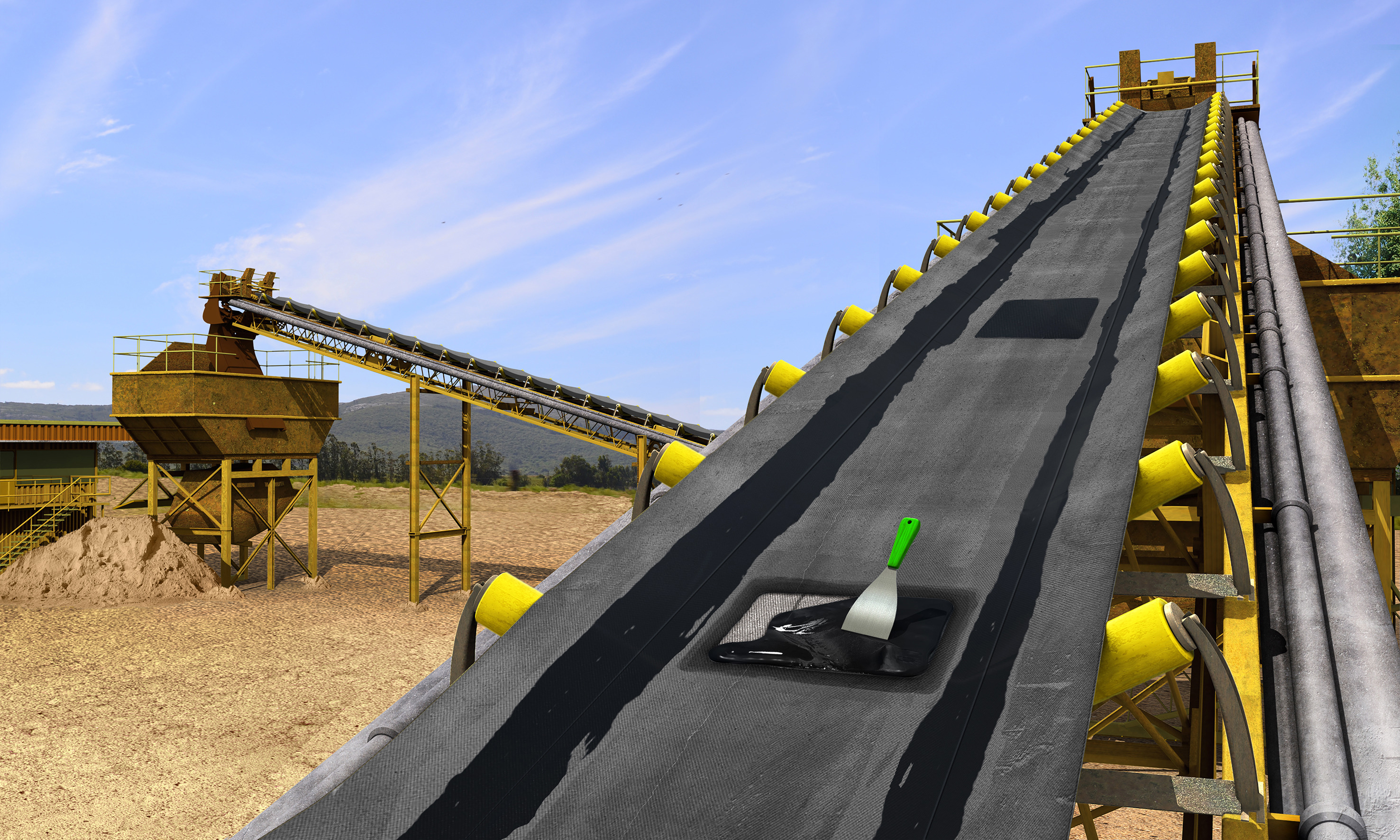 Repairing conveyor belt with SikaBond structural adhesive