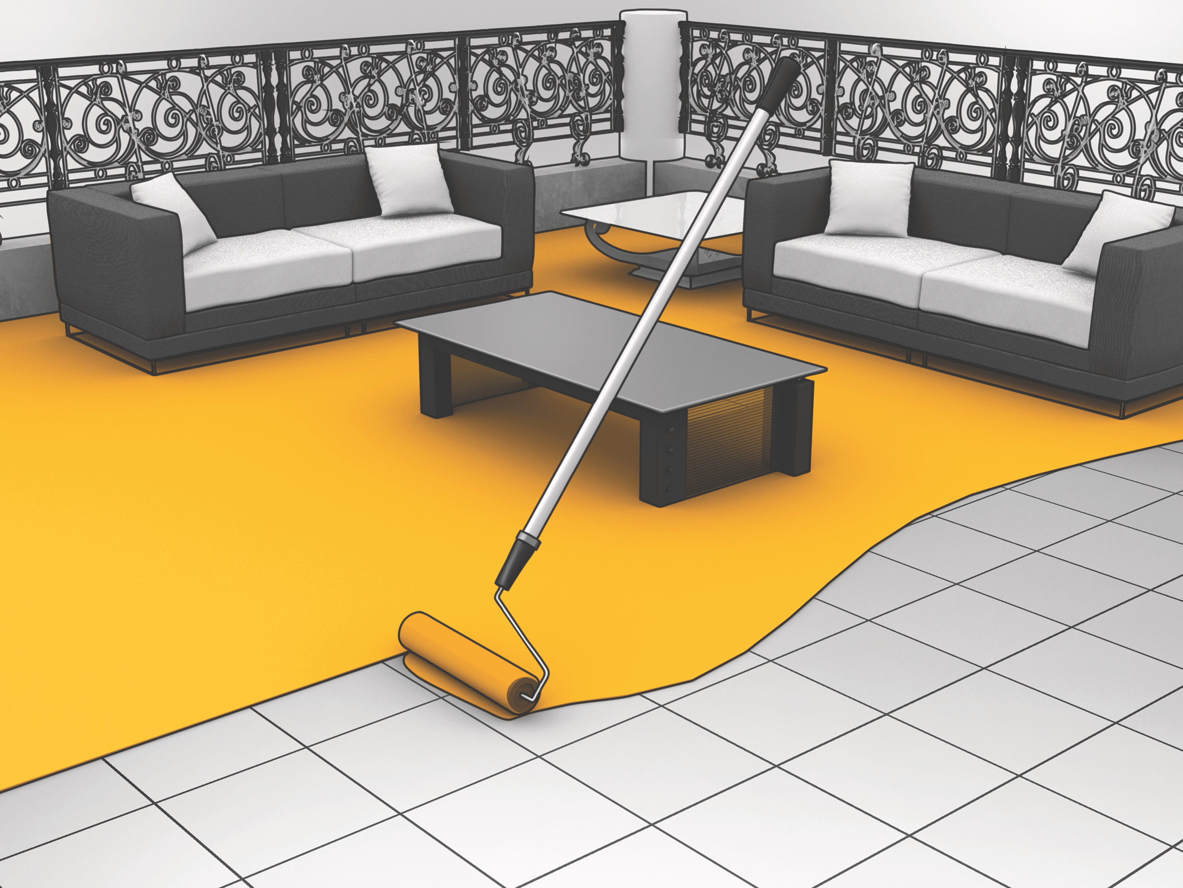 Application of Sika flooring system on a balcony